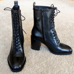 Frye Pia Combat Leather Lace-Up Boots